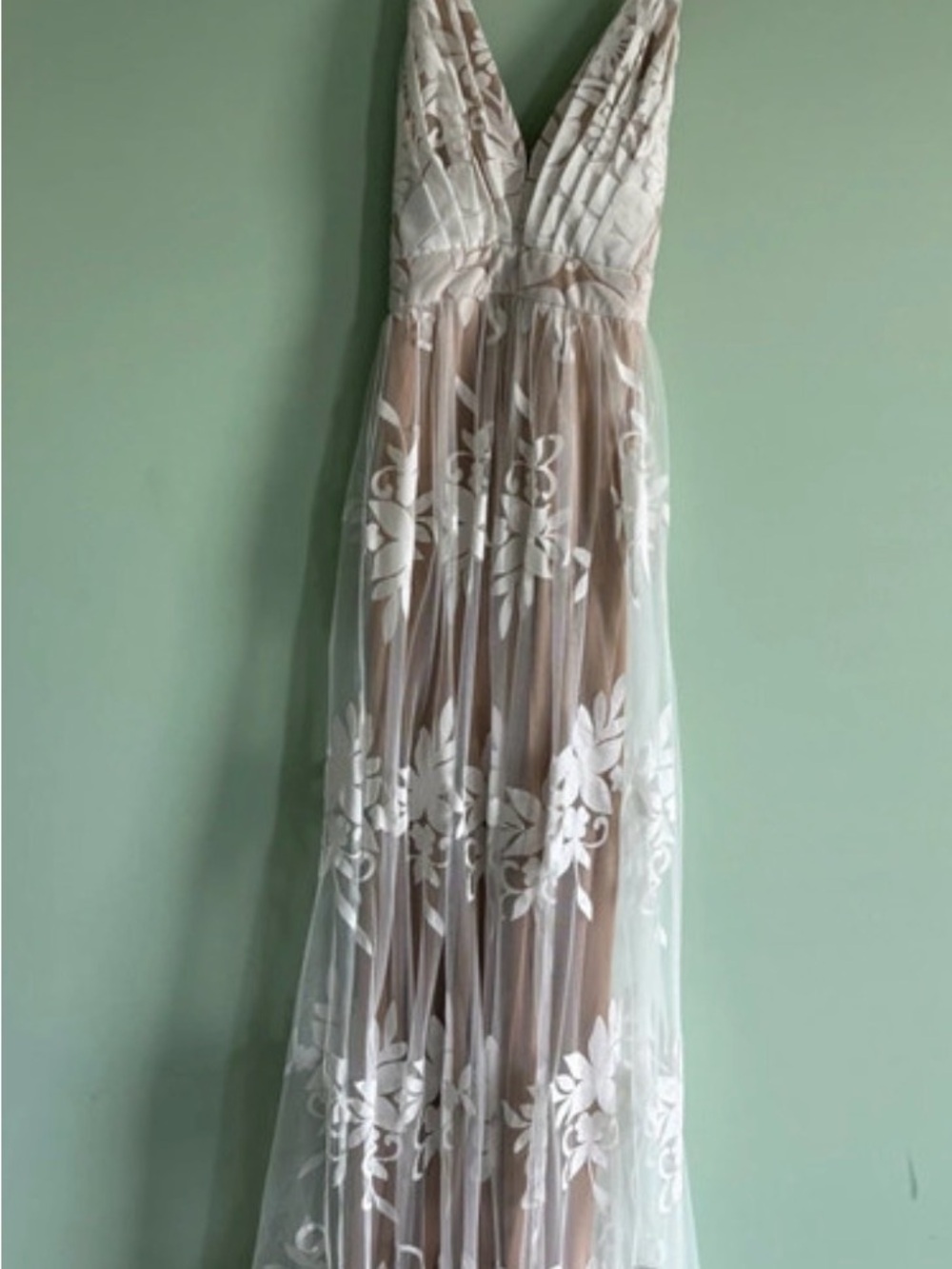 Windsor White Floral Lace Maxi Dress with Nude Lining - Picture 2 of 8